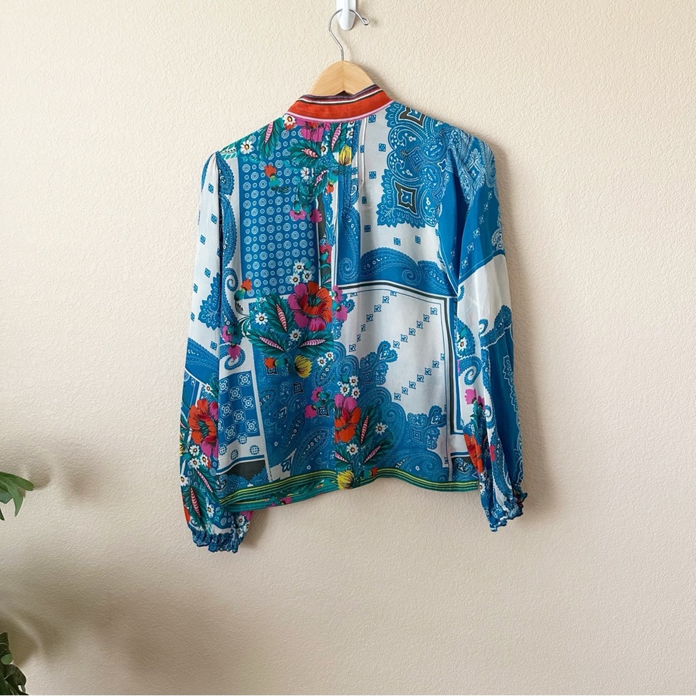 Johnny Was Blue And Red Patchwork Blouse - image 5
